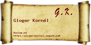 Gloger Kornél névjegykártya